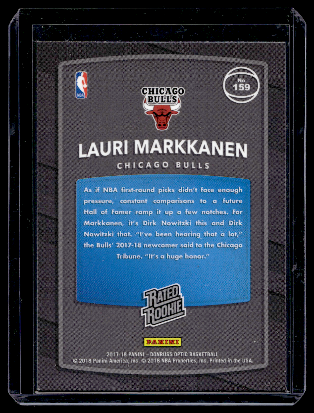 2017-18 Panini Donruss Optic -  Rated Rookie - Lauri Markkanen #159 RC
