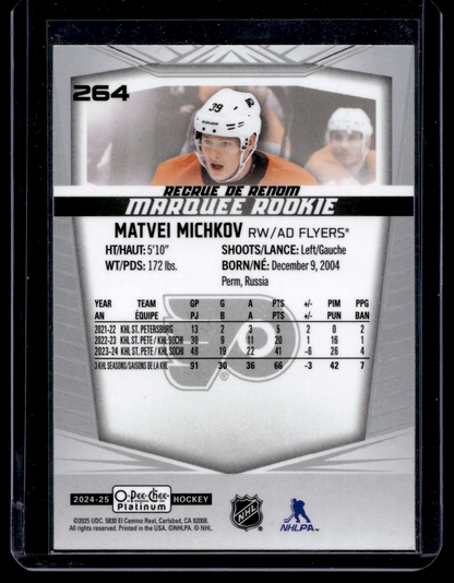 2024-25 Upper Deck OPC Platinum - Marquee Rookies - Matvei Michkov #264 RC