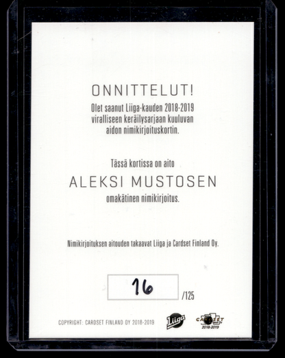 2018-19 Cardset Signature - Aleksi Mustonen /125