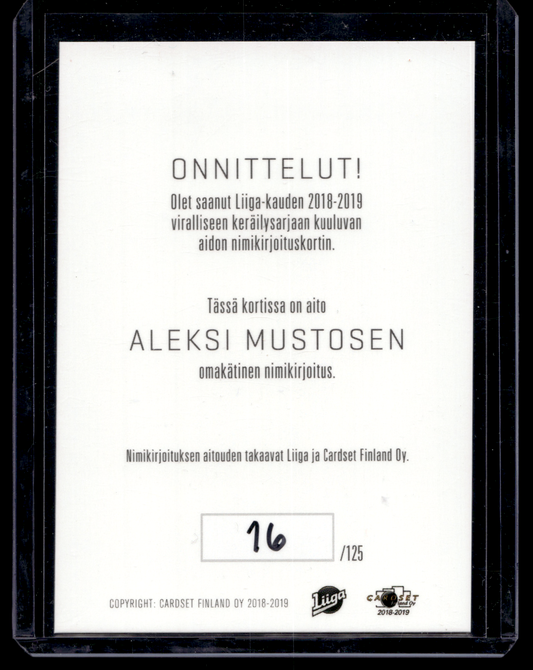 2018-19 Cardset Signature - Aleksi Mustonen /125