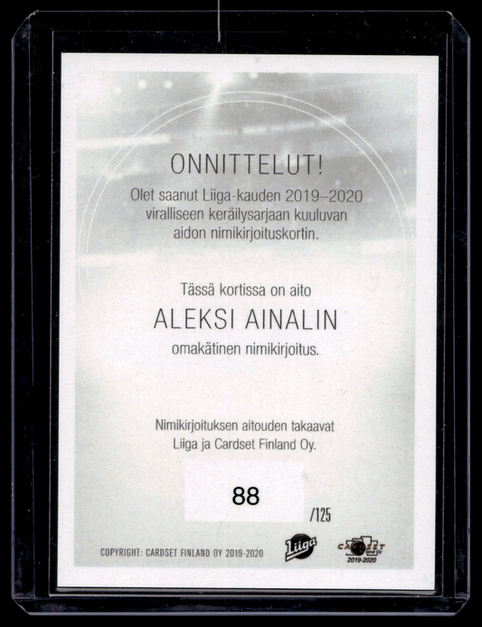 2019-20 Cardset Signature - Aleksi Ainali /125