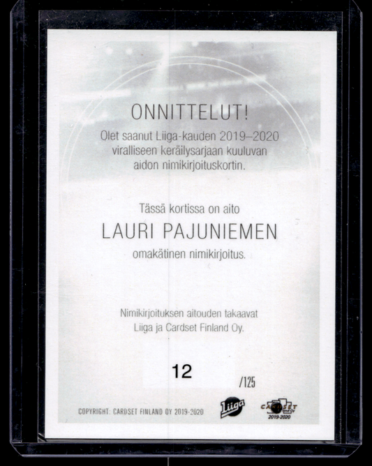 2019-20 Cardset Signature - Lauri Pajuniemi /125