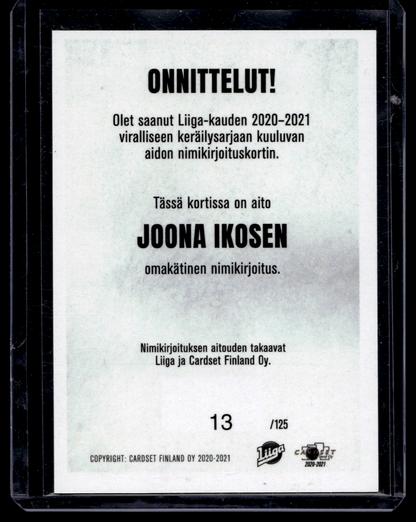 2020-21 Cardset Signature - Joona Ikonen /125