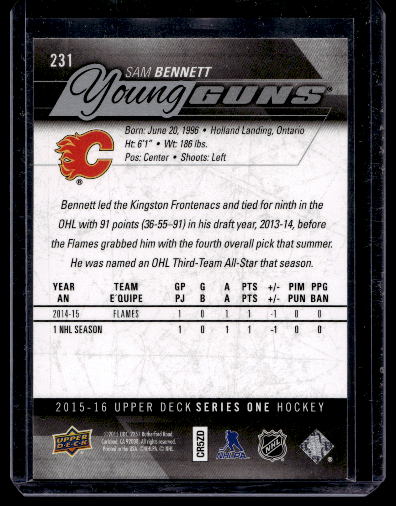 2015-16 Upper Deck Young Guns - Sam Bennett #231 RC