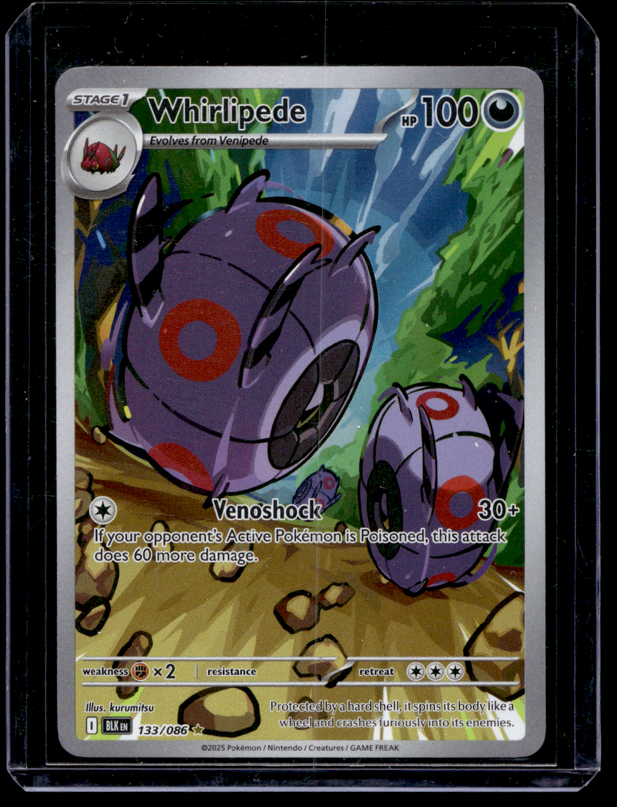 2025 Pokemon - Scarlet & Violet - Black Bolt - Illustration Rare - Whirlipede #133