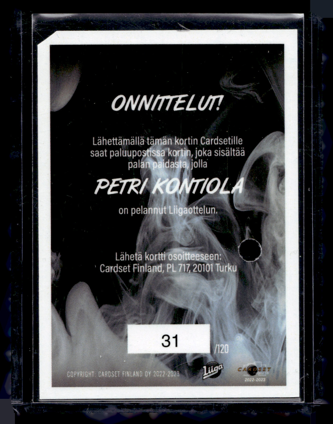 2022-23 Cardset - Game Worn Jersey - Petri Kontiola /128