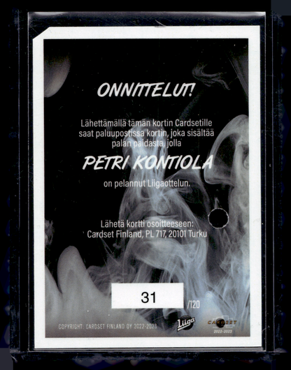 2022-23 Cardset - Game Worn Jersey - Petri Kontiola /128