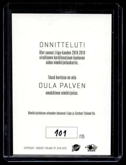 2018-19 Cardset Signature - Oula Palve /125
