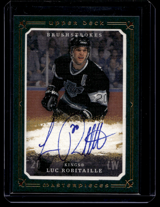 2008-09 Upper Deck Masterpieces - Brushstrokes - Green Border - Luc Robitaille #MB-RO /35