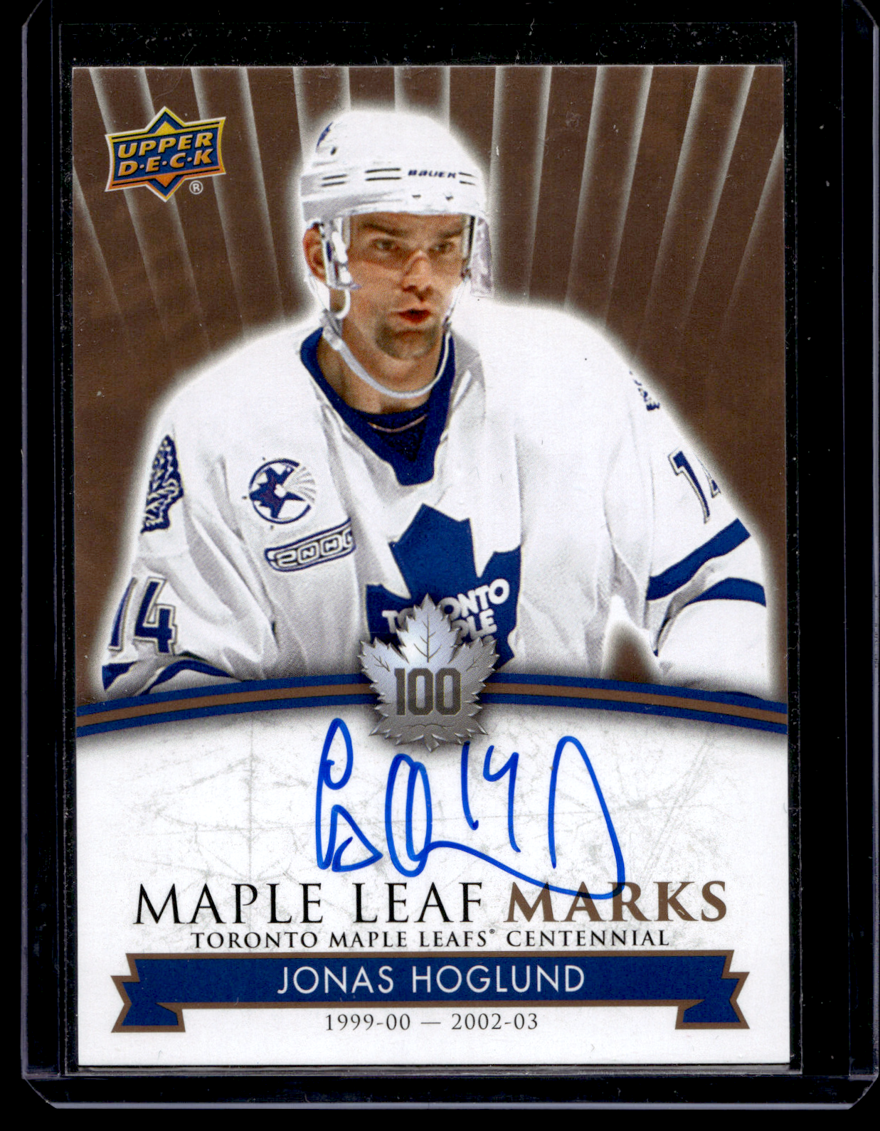 2017 Upper Deck Toronto Maple Leafs Centennial - Maple Leaf Marks - Jonas Hoglund #MLM-JH