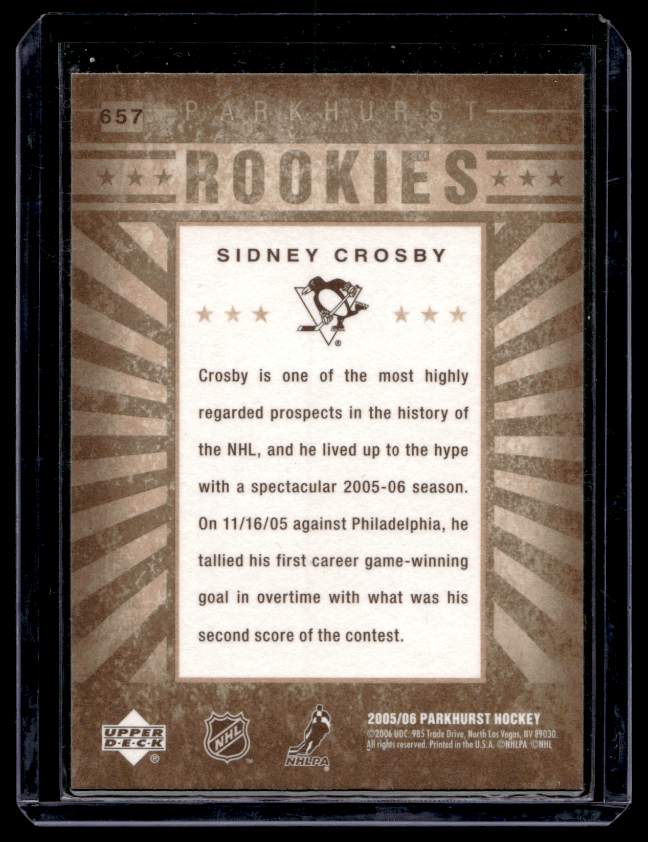 2005-06 Upper Deck Parkhurst - Parkhurst Rookies - Sidney Crosby #657 RC