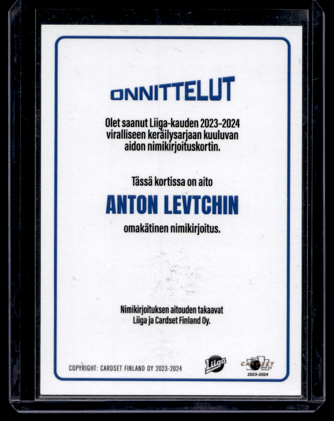 2023-24 Cardset Signature Limited Edition -  Anton Levtchi /40