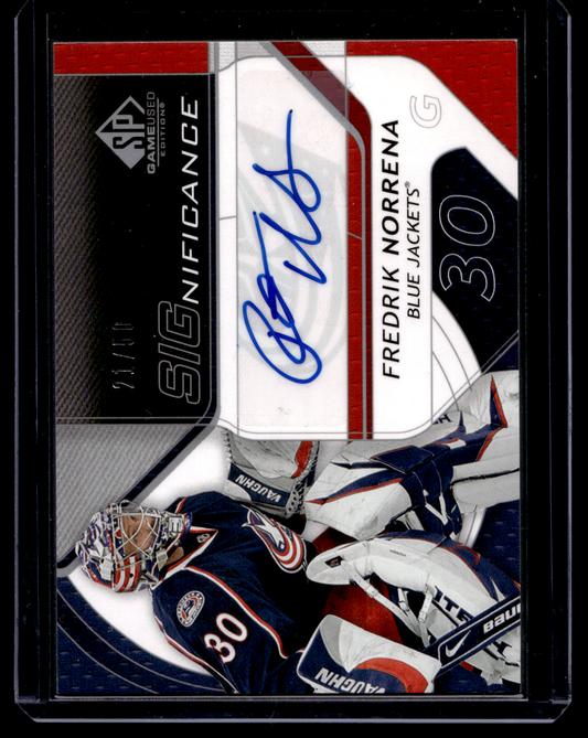 2008-09 Upper Deck SP Game Used Edition - SIGnificance - Fredrik Norrena #SIG-FN /50