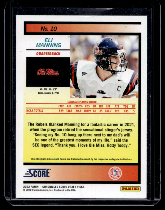2022 Panini Chronicles Draft Picks - Score Retro - Bronze - Eli Manning #10