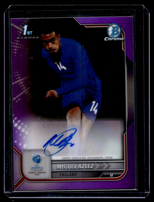 2022-23 Bowman Chrome Road to UEFA Under21 Championship - Chrome Prospect Autographs - Purple Refractor - Miguel Azeez #CA-MA /250