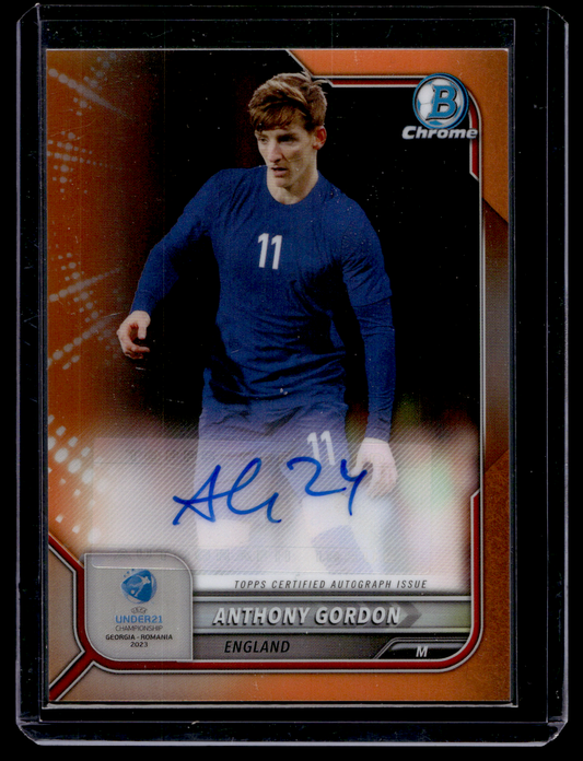 2022-23 Bowman Chrome Road to UEFA Under21 Championship - Chrome Prospect Autographs - Orange Refractor - Anthony Gordon #CA-AG /25 RY