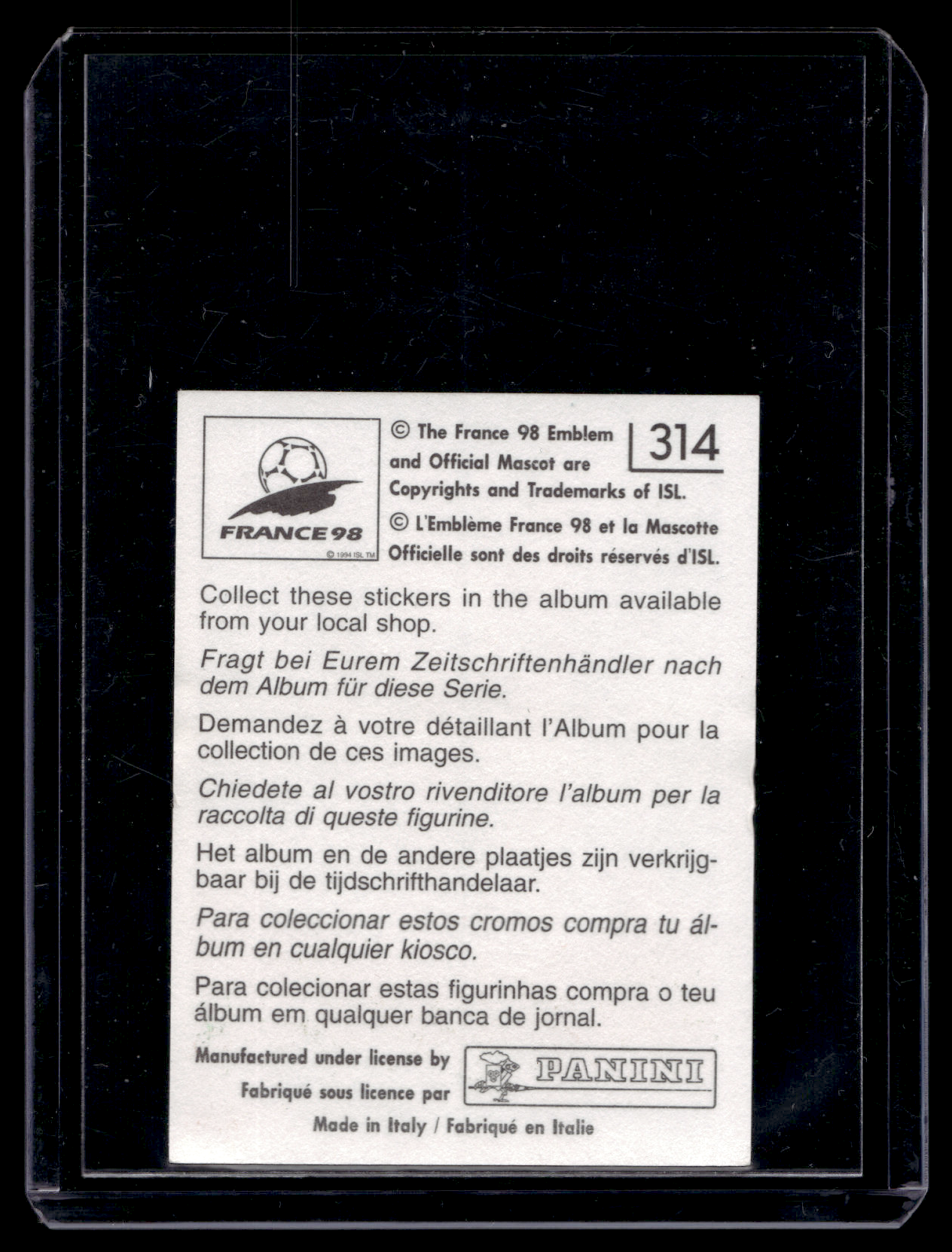 1998 Panini France 98 Album Stickers - Dennis Bergkamp #314