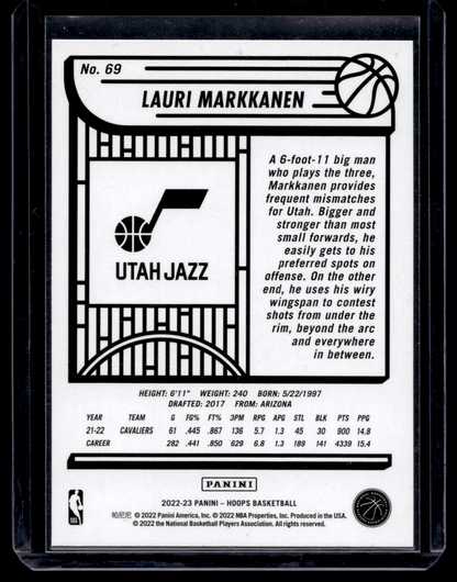 2022-23 Panini NBA Hoops - Purple - Lauri Markkanen #69
