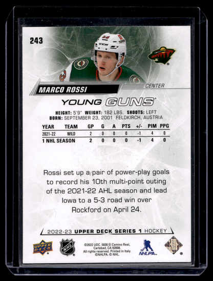 2022-23 Upper Deck - Young Guns - Marco Rossi #243 RC