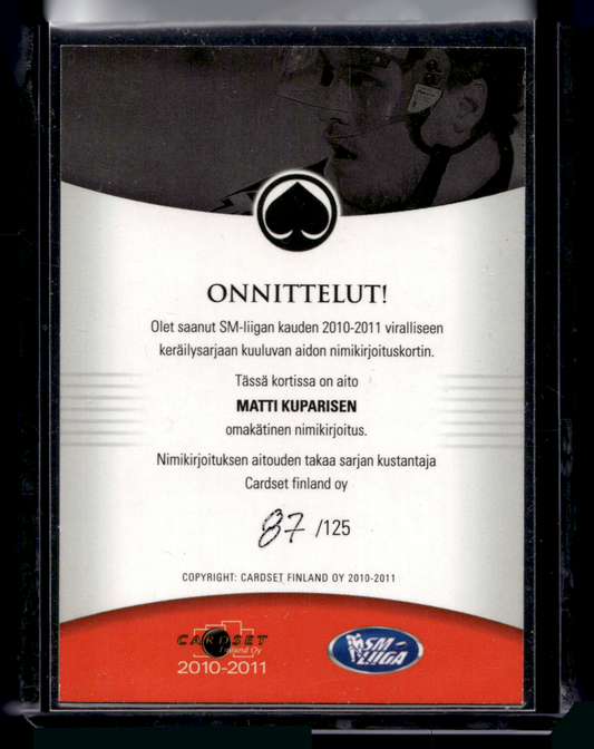 2010-11 Cardset Signature - Matti Kuparinen /125