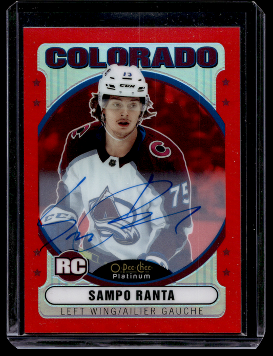 2021-22 Upper Deck OPC Platinum - Retro - Rainbow Red Autographs -  Rookies - Sampo Ranta #R-90 RY