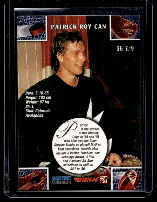 1996 Semic Wien - Super Goalies - Patrick Roy #SG7