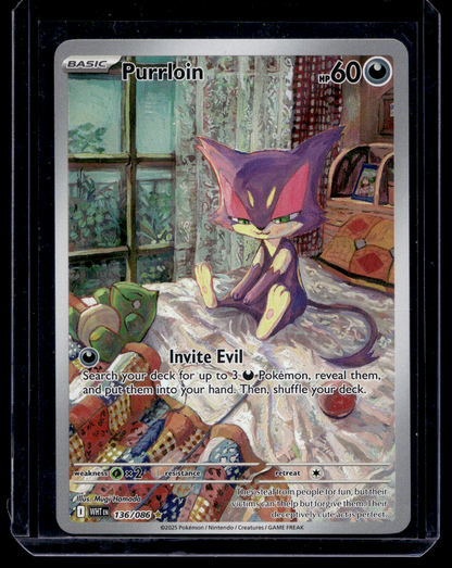 2025 Pokemon Scarlet & Violet - White Flare - Illustration Rare - Purrloin #136