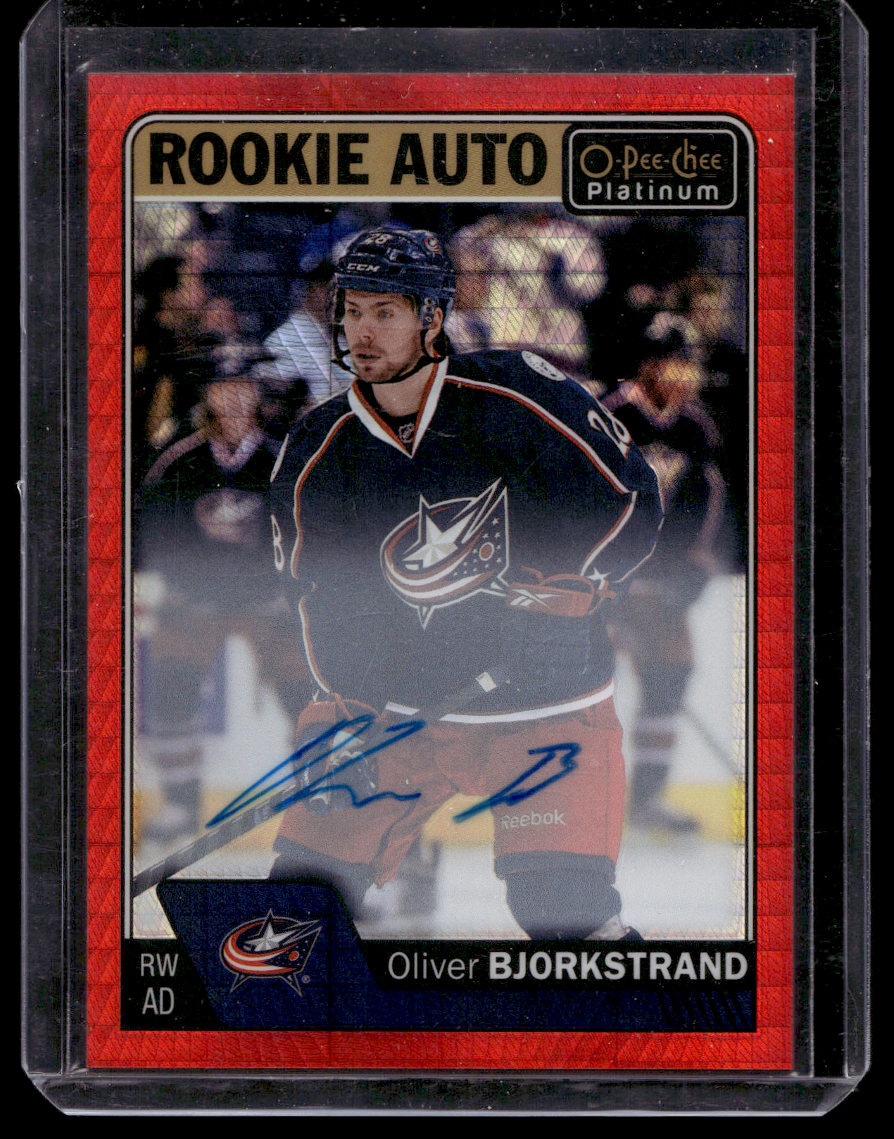 2016-17 Upper Deck OPC Platinum - Rookie Autographs - Red Prism - Oliver Bjorkstrand #R-OB /50 RY