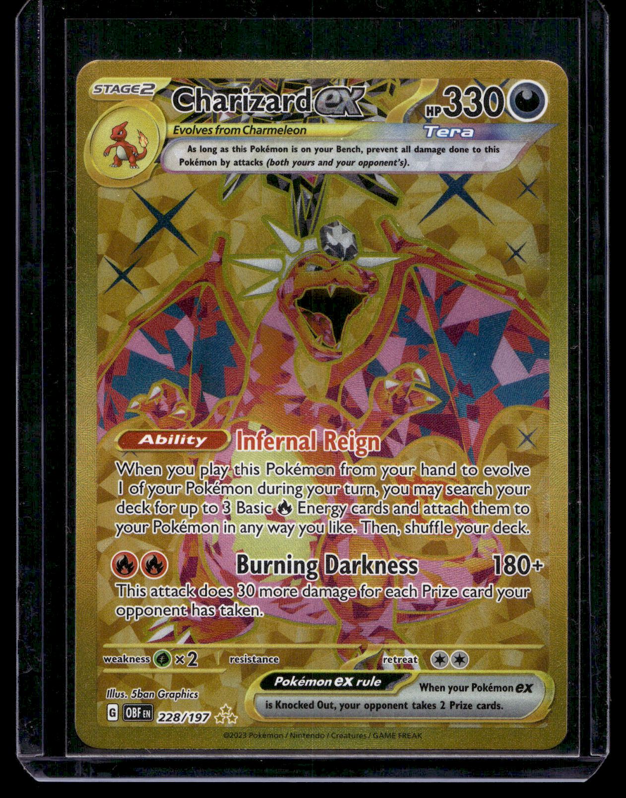 2023 Pokemon - Scarlet & Violet - Obsidian Flames - Hyper Rare - Charizard #EX #228