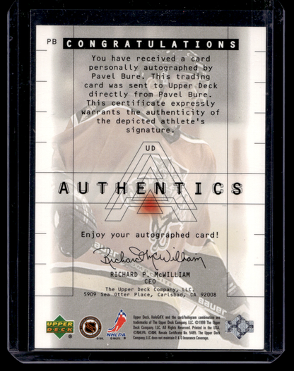 1999-00 Upper Deck Gold Reserve - UD Authentics - Pavel Bure #PB