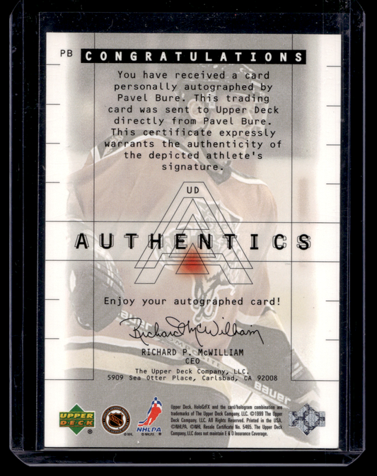 1999-00 Upper Deck Gold Reserve - UD Authentics - Pavel Bure #PB