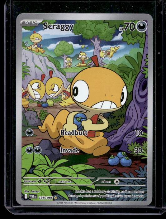 2025 Pokemon Scarlet & Violet - White Flare - Illustration Rare - Scraggy #138