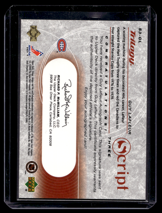 2003-04 Upper Deck Trilogy - Script - Guy Lafleur #S3-GL