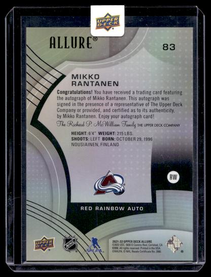 2021-22 Upper Deck Allure - Red Rainbow Autographs - Mikko Rantanen #83