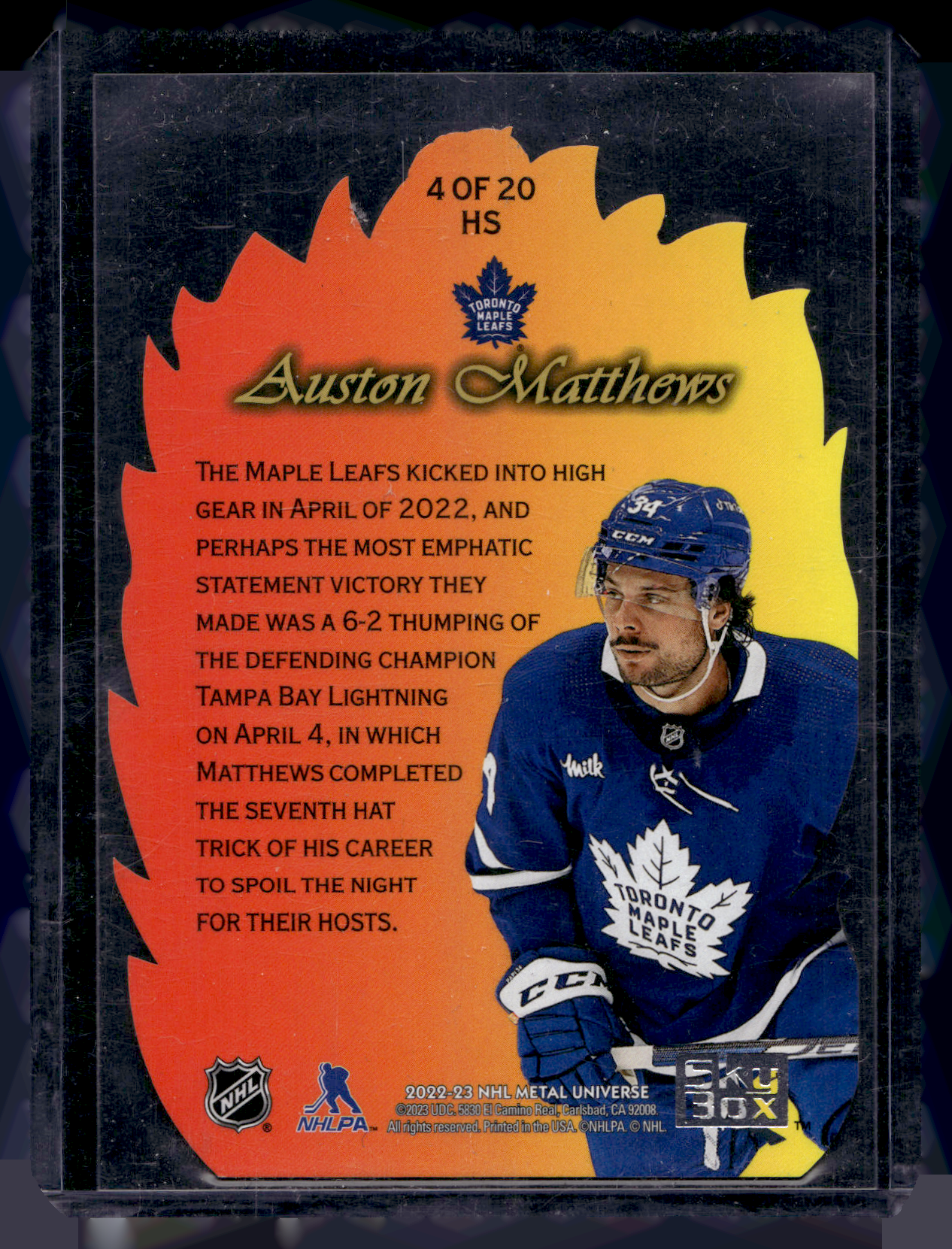 2022-23 Skybox Metal Universe - Hot Shots - Auston Matthews #4 HS