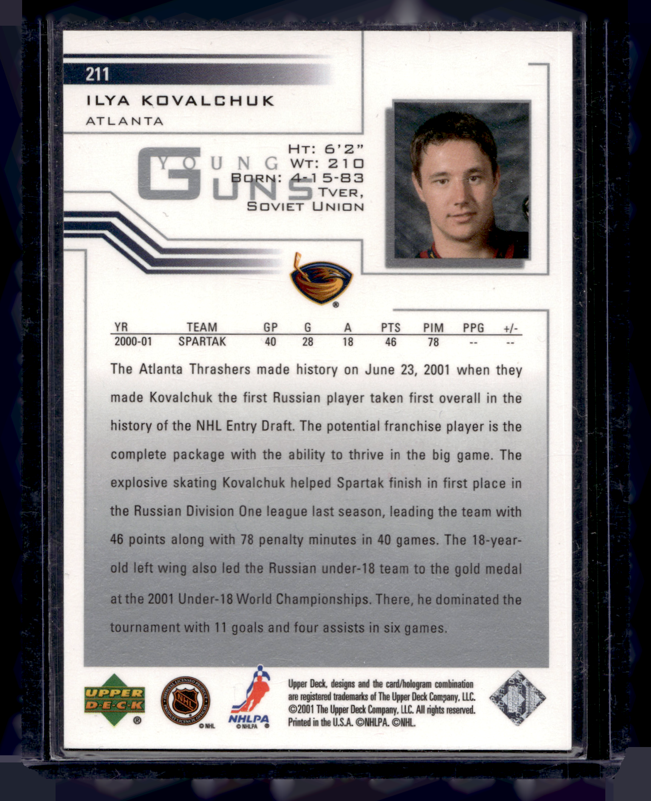 2001-02 Upper Deck - Young Guns - Ilya Kovalchuk #211 RC