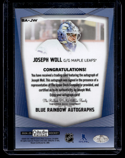 2024-25 O-Pee-Chee Platinum - Blue Rainbow Autographs - Joseph Woll #BA-JW