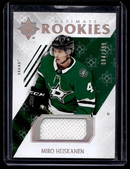 2018-19 Upper Deck Ultimate Collection - Jerseys - Ultimate Rookies - Miro Heiskanen #92 /399 RC