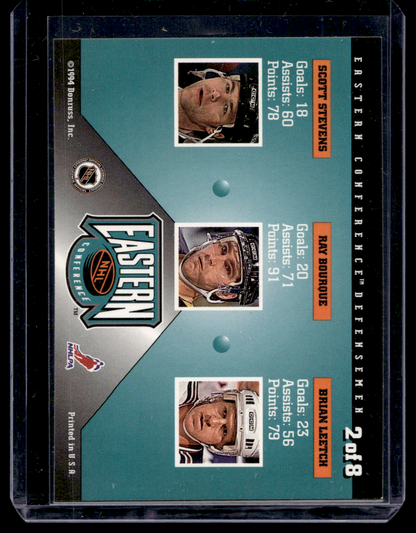 1994-95 Donruss - Dominators - Scott Stevens / Ray Bourque / Brian Leetch #2