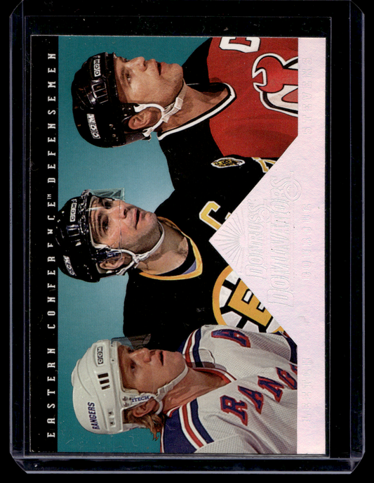 1994-95 Donruss - Dominators - Scott Stevens / Ray Bourque / Brian Leetch #2