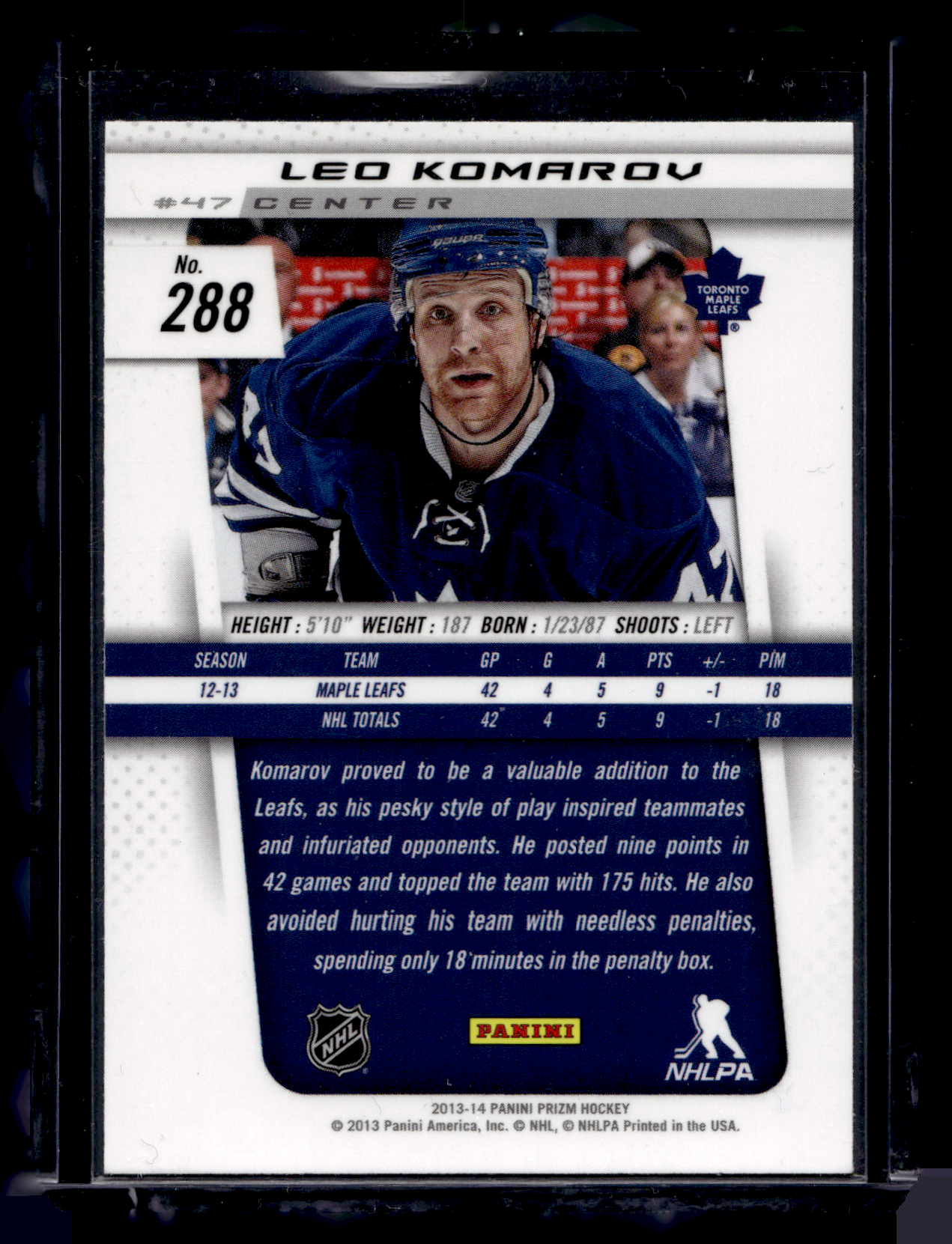 2013-14 Panini Prizm -  Leo Komarov #288 RC