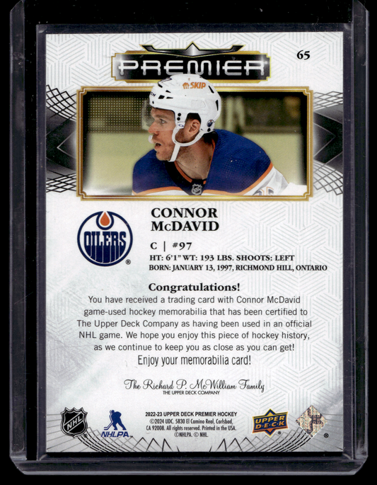2022-23 Upper Deck Premier - Jersey - Connor McDavid #65