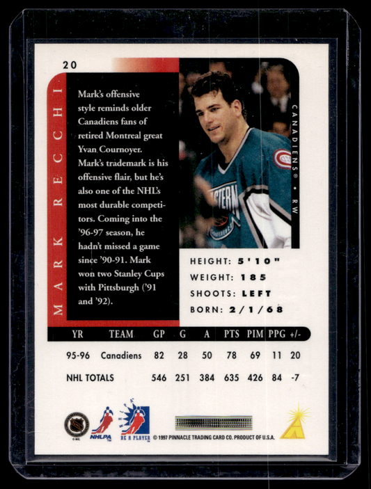 1996-97 Pinnacle Be A Player - Autographs - Mark Recchi #20