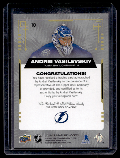 2021-22 Upper Deck Stature - Green Autographs - Andrei Vasilevskiy #10 /50