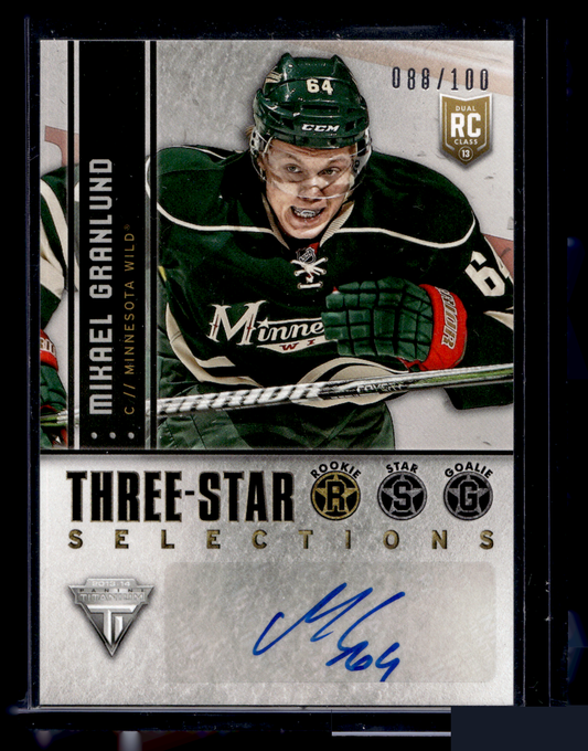 2013-14 Panini Titanium - Three Star Selections Autographs - Mikael Granlund #3RMGR /100 RY