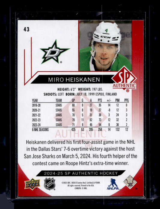 2024-25 Upper Deck SP Authentic - Limited Red - Miro Heiskanen #43