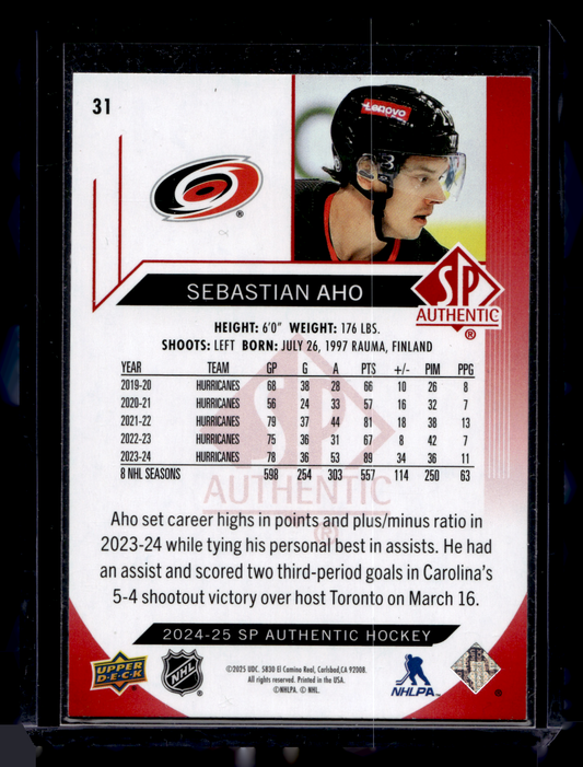 2024-25 Upper Deck SP Authentic - Limited Red - Sebastian Aho #31