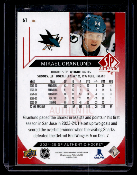 2024-25 Upper Deck SP Authentic - Limited Red - Mikael Granlund #61