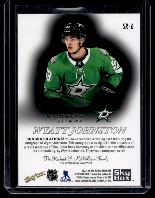 2022-23 Skybox Metal Universe - 1998-99 Premium Prospects - Autographs - Wyatt Johnston #SR-6 RY