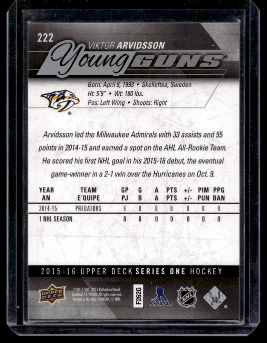 2015-16 Upper Deck Young Guns - Viktor Arvidsson #222 RC